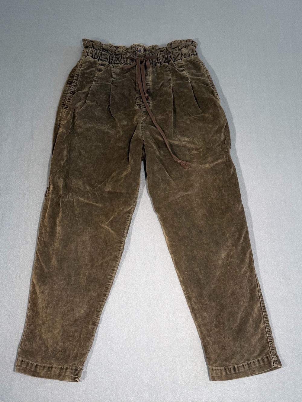 Free People Brown Washed Cotton Pants Women's Small Boho Relaxed Fit